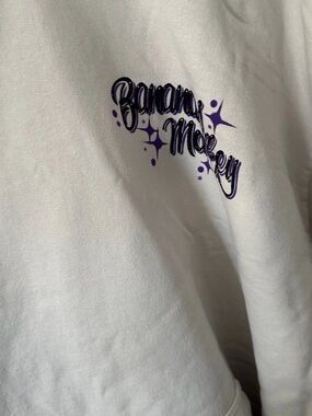 Men's White Pullover Hoodie with Purple Logo